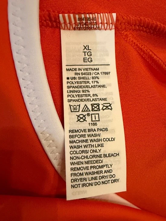 Old Navy Swim Top Scoop Neck Zip Front Padded Stretch Orange Lake Pool Womens XL - Picture 6 of 7